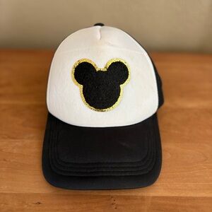 Mickey Mouse Gold, Black and White logo Trucker Adjustable Hat